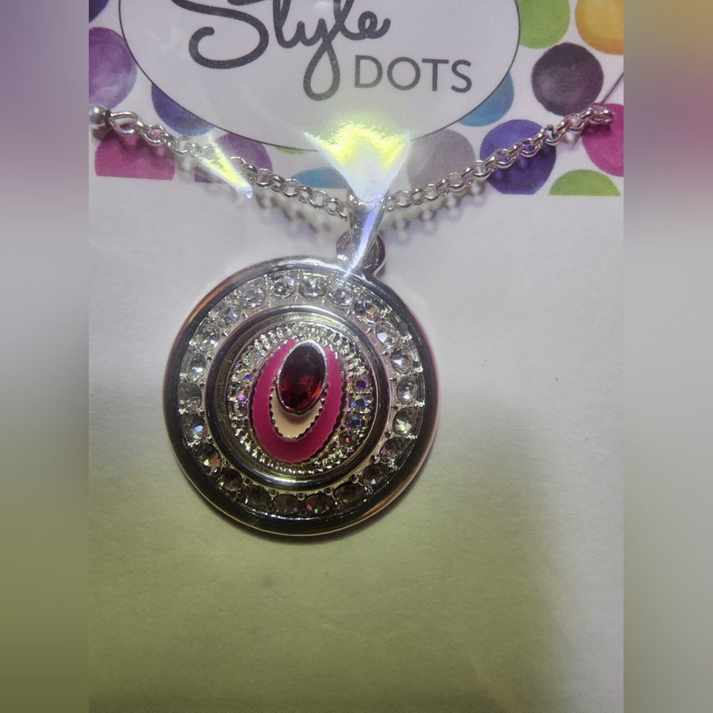 Style dots necklace , pink and red stone new in package retail $63